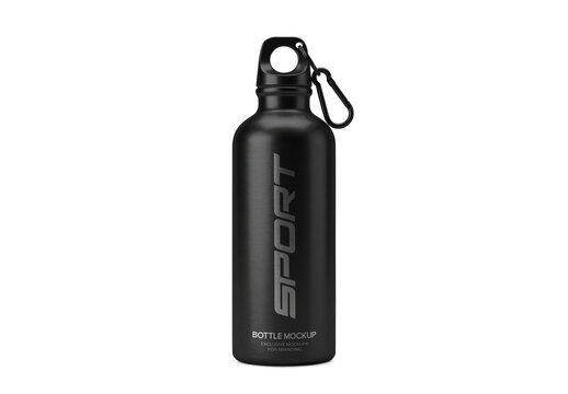 Matte Black Sports Bottle Mockup