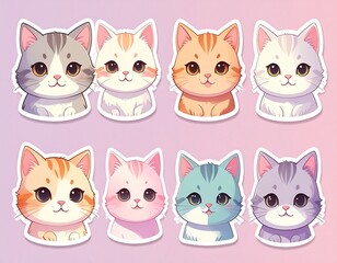 Fototapeta premium Dog and cat cute stickers