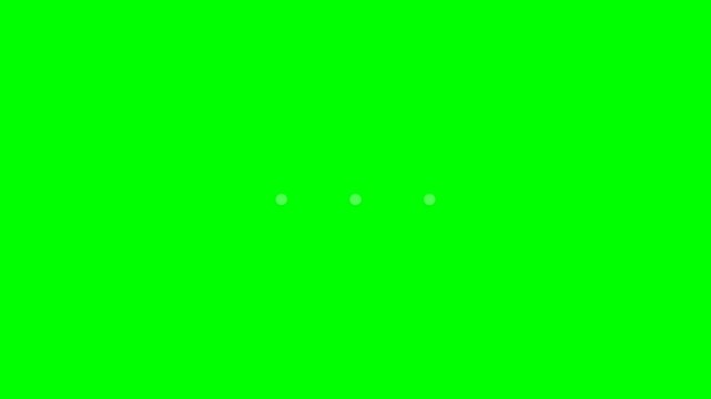Animated loading dots on a vibrant green screen background.
