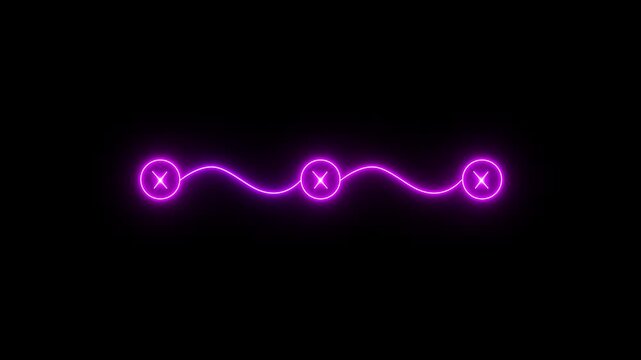 Neon light 3 step infographic process with cross mark icon animation. Neon bright step-by-step process and cross mark. 4k video motion
