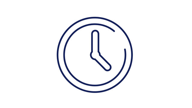 A minimalist outline of a clock face showing approximately 4 o'clock