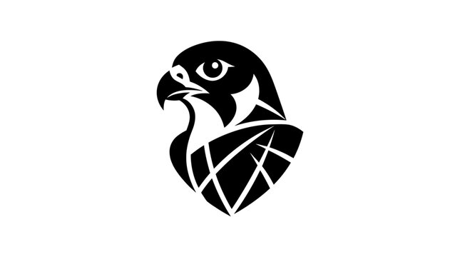 Stylized Falcon Head Silhouette Graphic Design.