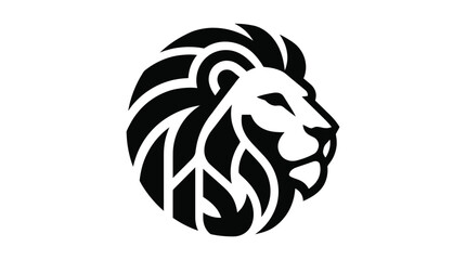 Stylized Lion Head Silhouette Logo Design. © cuan