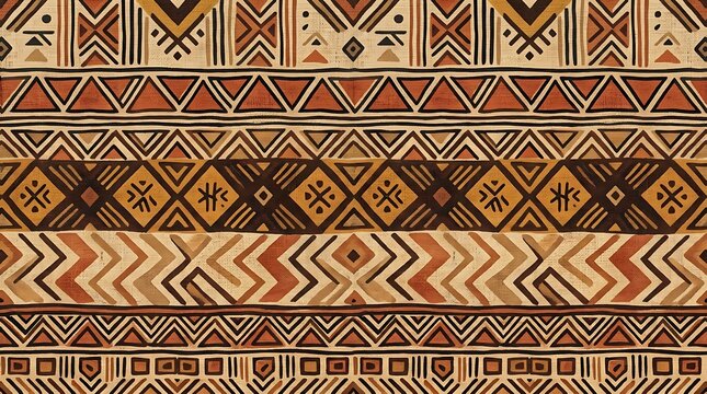 African tribal pattern background. Traditional ethnic textile design with geometric shapes.