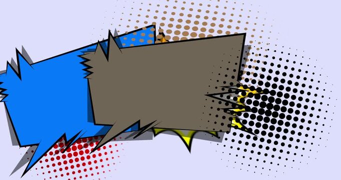 Cartoon background animation, comic book backdrop video. Retro comics pop art design.