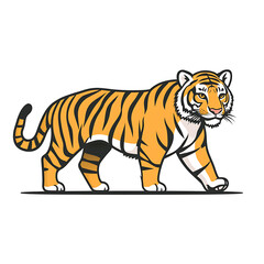 Obraz premium Tiger Flat Vector Illustration, Cute Wildlife Animal Cartoon Icon Isolated on White Background