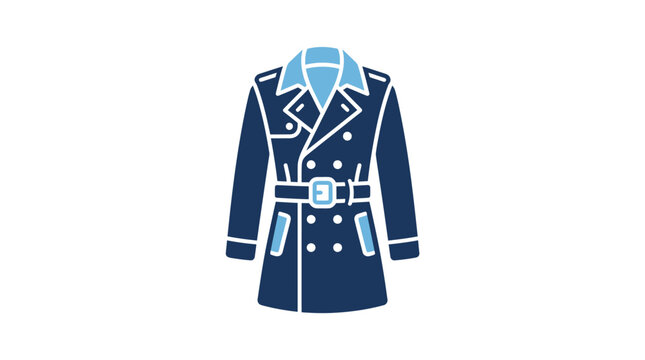Dark blue military style coat illustration.
