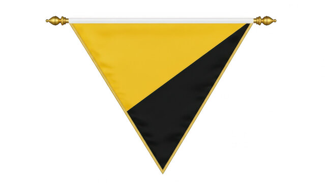 Triangular pennant flag with yellow and black design, two tone