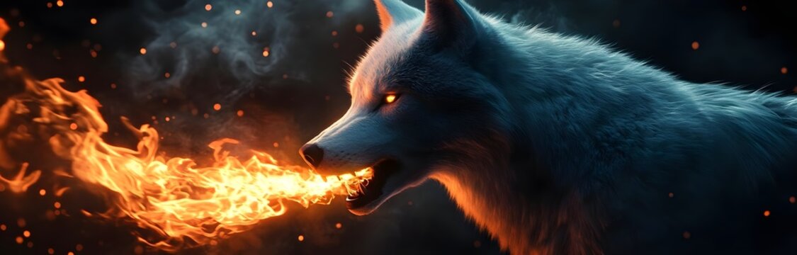 Fiery White Wolf