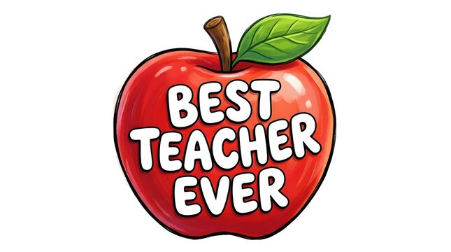 Teachers day apple illustration best teacher ever appreciation gift idea