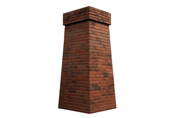 Obraz premium Brick chimney projecting, isolated on transparent background illustrating home heating and residential architecture