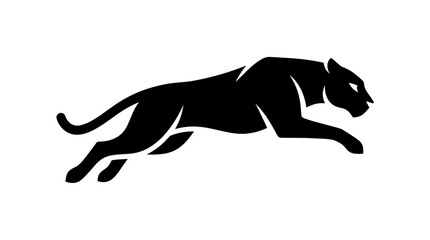 Fototapeta premium Black Panther Silhouette Leaping Forward.