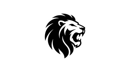 Fierce Lion Head Silhouette Logo Design. © dimas