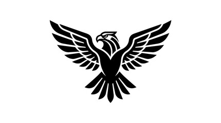 Fototapeta premium Stylized Black Eagle Silhouette with Wings Spread Wide.