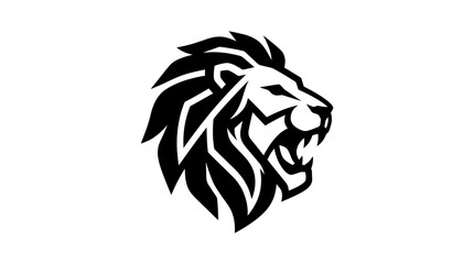 Stylized Lion Head Silhouette Roaring Aggressively. © dimas