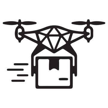 Drone Delivery Icon Carrying Parcel Box Symbolizing Fast Aerial Package Shipping And Contactless Courier Service