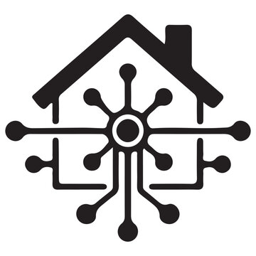 Smart Home Network Icon &mdash; Home Automation, IoT Connectivity and Remote Control Technology Symbol