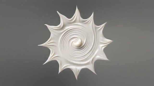 Sculpted Sun Symbol Made of Thick White Sunscreen Cream Rotating on Transparent Background, Premium Summer Skincare Concept