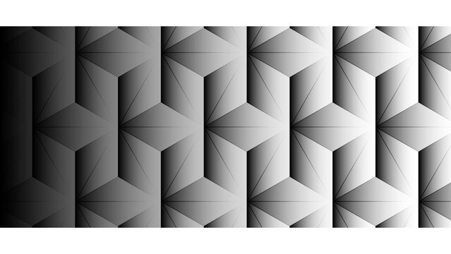 Faceted 3D Hexagon Cube Pattern Black Gradient Background