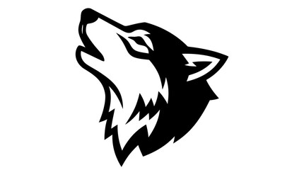 Obraz premium Stylized howling wolf head logo design vector graphic for sports teams and brand identity.