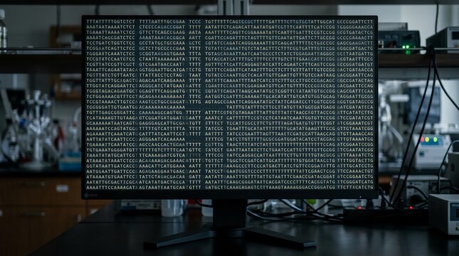 DNA sequence on computer screen in modern laboratory