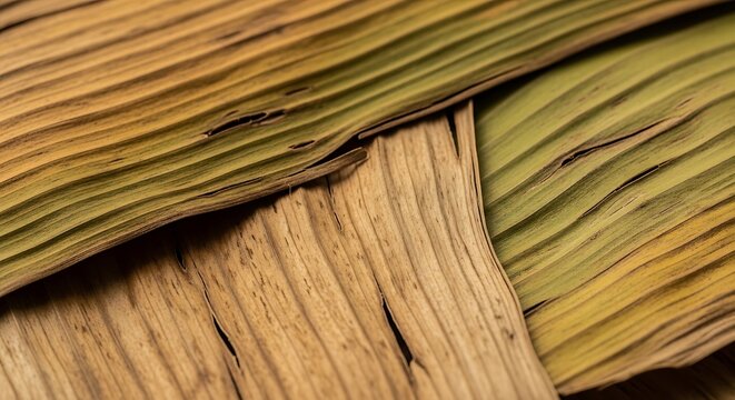 Macro shot of dried corn husks showing natural ribbed texture and organic patterns.