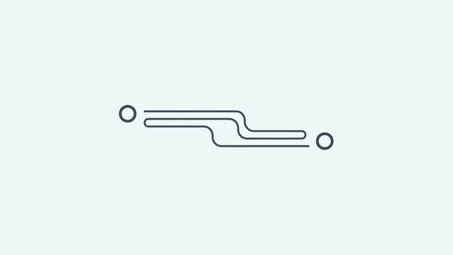 Minimalist dark grey lines form a path with circles at each end