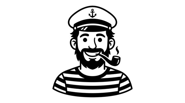 Sailor character portrait icon featuring a bearded man wearing hat with anchor symbol.