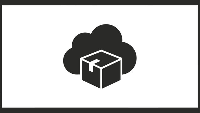 Silhouette of a cubical package within a cloud shape