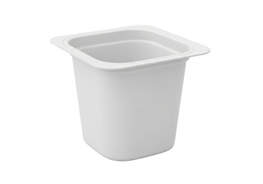 Empty white plastic yogurt cup container isolated on transparent background