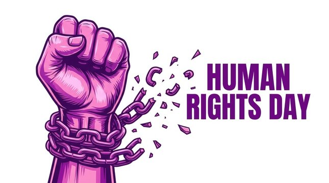 Human Rights Day symbol. Breaking free from oppression