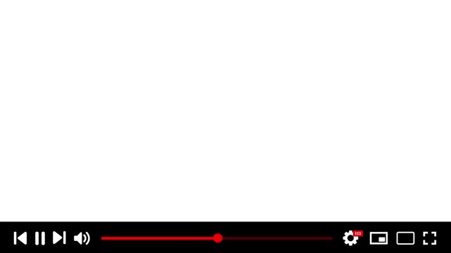 Video player interface with a red progress bar indicating content playback on a white background