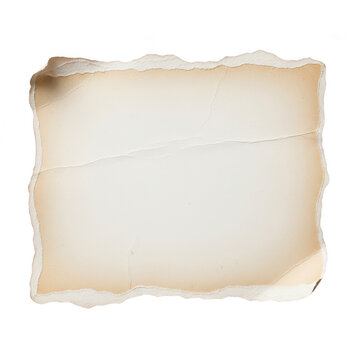 Old torn piece of vintage paper with rough edges isolated on transparent background