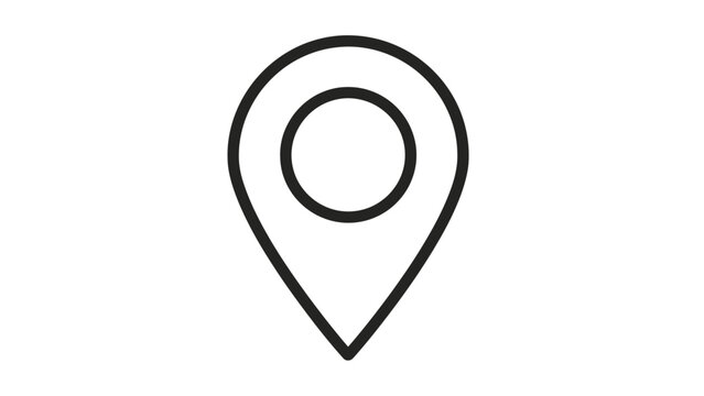 Simple black and white outline of a map pin icon