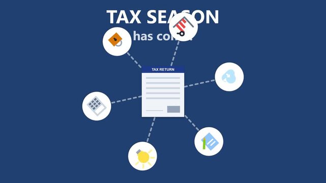 Tax season infographic with financial icons and document form