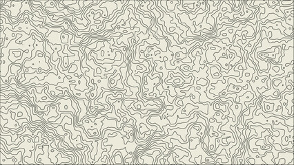 Abstract fictional topographic map background featuring contour lines and geographic grid © Robby