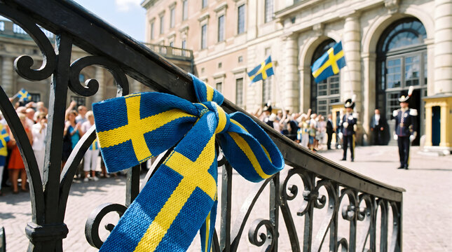 Sweden National Day Ribbon at Stockholm Palace.