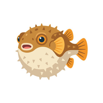 Halftone puffer fish vector with spiky texture