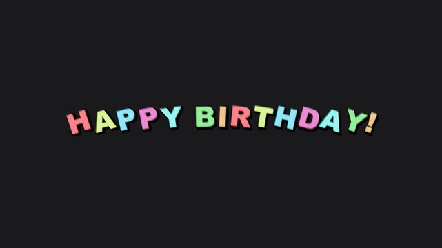 Happy birthday colorful text animation for celebration and greeting cards