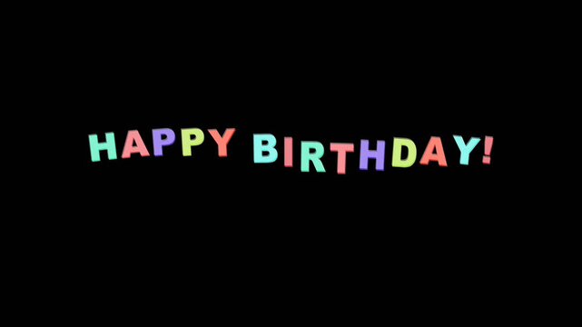 Happy birthday colorful animated text with playful motion graphics