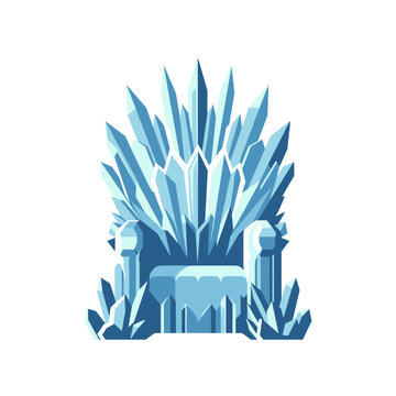 Majestic ice throne with crystalline shards in blue tones
