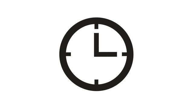 A simple black clock icon showing 1 o'clock on a white background