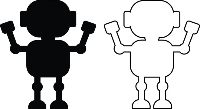 Robot Icons Black and White android