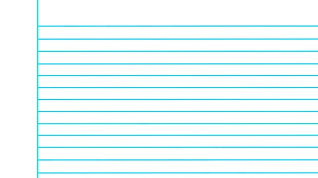 Blank white worksheet exercise book, lined notebook paper, Motion graphics of blank page icon 4k video.