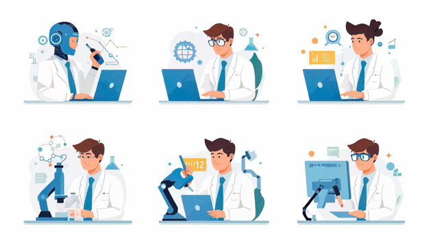 Doctor working with digital healthcare interface and computer technology, representing medical innovation, patient care, analysis, and modern health solutions