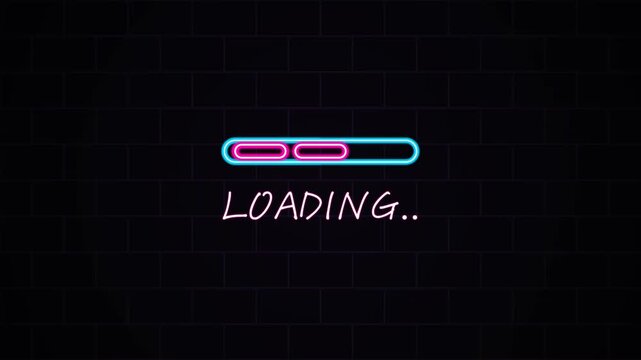 Neon Pink Cyan Loading Bar Progress Animation Brick Background