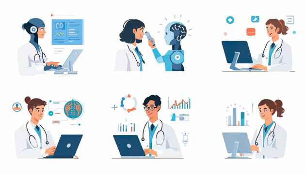 Healthcare professional working with laptop technology, representing digital medicine, patient management, medical research, and efficient healthcare information systems