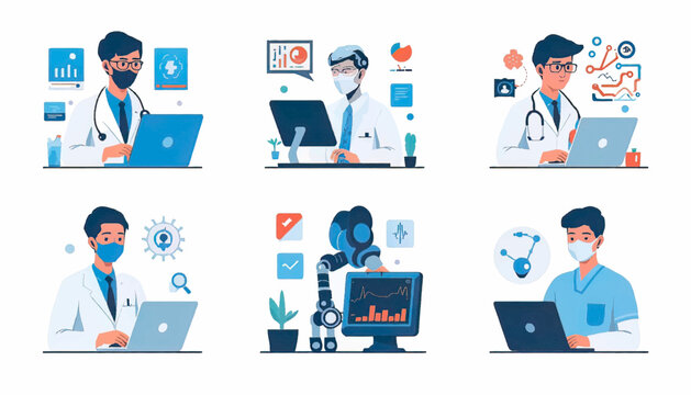 Medical professional using tablet device for healthcare information management, representing digital records, clinical communication, modern medicine, and efficient patient services
