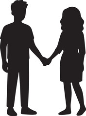 Fototapeta premium Couple Holding Hands Silhouette Minimalist Vector Graphic Art Design Illustration. 