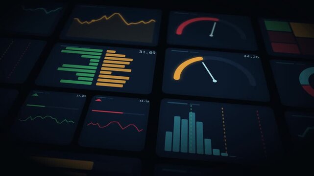 Dynamic abstract animation representing workload in a corporate environment, featuring flowing lines and geometric shapes in blue and gray tones